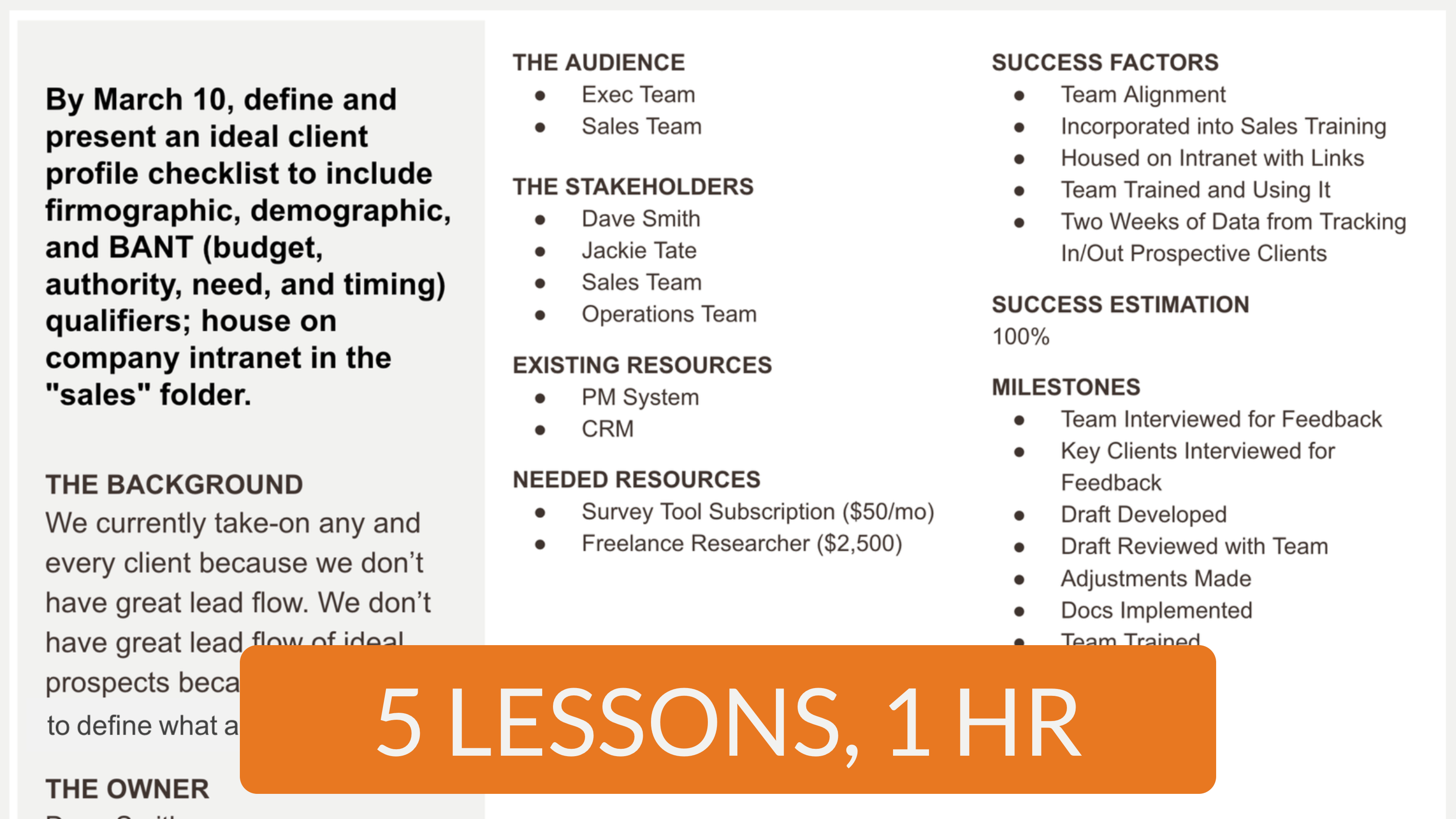 Training for agencies—guide the year, identify quarterly breakthroughs